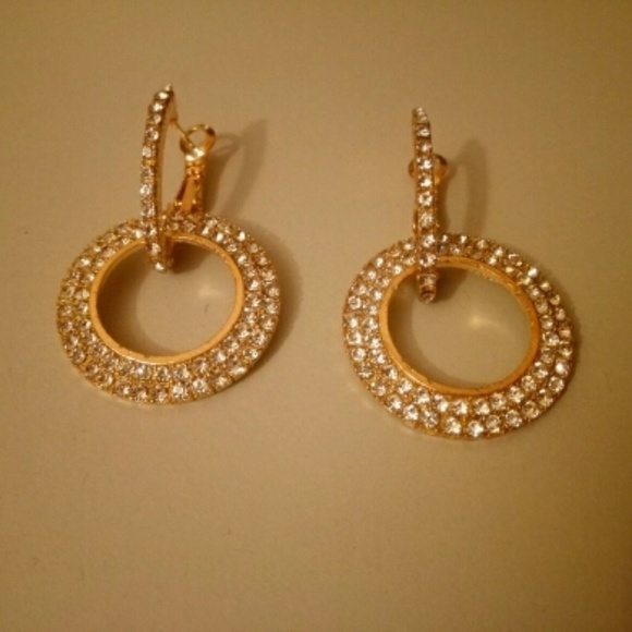 High shine Gold crystal earrings - Picture 9 of 10